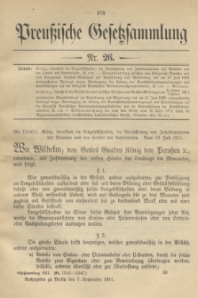 Preußische Gesetzsammlung. 1911, Nr. 26 (7 September)