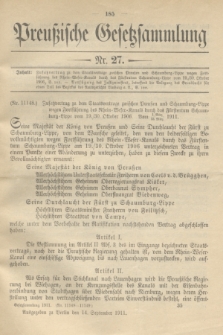 Preußische Gesetzsammlung. 1911, Nr. 27 (14 September)
