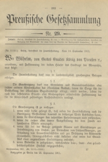 Preußische Gesetzsammlung. 1911, Nr. 29 (25 September)