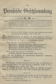 Preußische Gesetzsammlung. 1911, Nr. 30 (29 September)