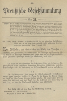 Preußische Gesetzsammlung. 1911, Nr. 31 (13 Oktober)