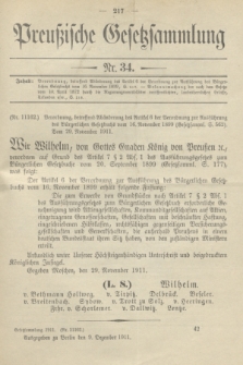 Preußische Gesetzsammlung. 1911, Nr. 34 (9 Dezember)