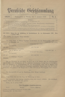 Preußische Gesetzsammlung. 1926, Nr. 1 (7 Januar)