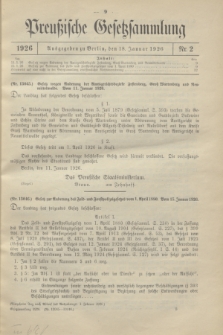 Preußische Gesetzsammlung. 1926, Nr. 2 (18 Januar)