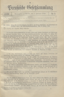 Preußische Gesetzsammlung. 1926, Nr. 5 (3 Februar)