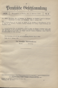 Preußische Gesetzsammlung. 1926, Nr. 6 (12 Februar)