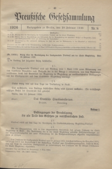 Preußische Gesetzsammlung. 1926, Nr. 8 (18 Februar)