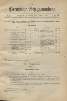 Preußische Gesetzsammlung. 1926, Nr. 9 (1 März)