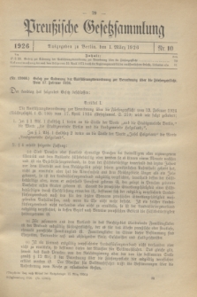 Preußische Gesetzsammlung. 1926, Nr. 10 (1 März)