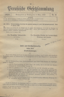 Preußische Gesetzsammlung. 1926, Nr. 11 (9 März)