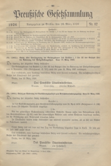 Preußische Gesetzsammlung. 1926, Nr. 12 (26 März)