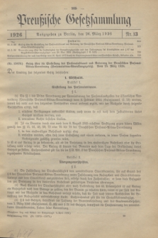 Preußische Gesetzsammlung. 1926, Nr. 13 (26 März)