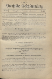 Preußische Gesetzsammlung. 1926, Nr. 18 (8 Mai)