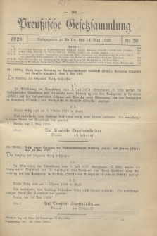 Preußische Gesetzsammlung. 1926, Nr. 20 (14 Mai)