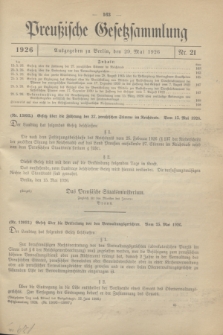 Preußische Gesetzsammlung. 1926, Nr. 21 (29 Mai)