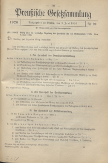 Preußische Gesetzsammlung. 1926, Nr. 23 (9 Juni)
