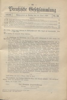 Preußische Gesetzsammlung. 1926, Nr. 24 (22 Juni)