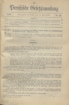 Preußische Gesetzsammlung. 1926, Nr. 28 (13 Juli)