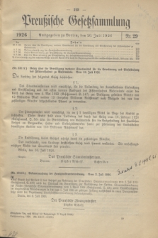 Preußische Gesetzsammlung. 1926, Nr. 29 (20 Juli)