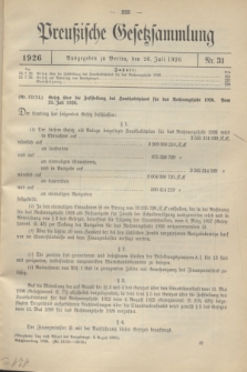 Preußische Gesetzsammlung. 1926, Nr. 31 (9 August)