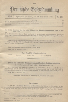 Preußische Gesetzsammlung. 1926, Nr. 39 (28 September)