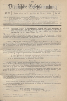 Preußische Gesetzsammlung. 1926, Nr. 41 (15 Oktober)