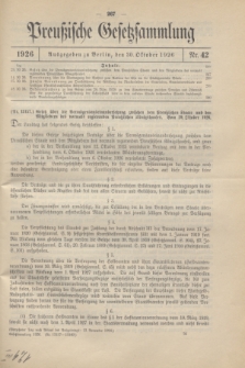 Preußische Gesetzsammlung. 1926, Nr. 42 (30 Oktober)