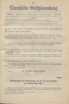 Preußische Gesetzsammlung. 1926, Nr. 43 (30 Oktober)