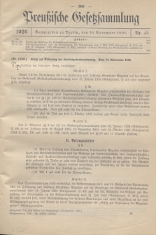 Preußische Gesetzsammlung. 1926, Nr. 45 (26 November)