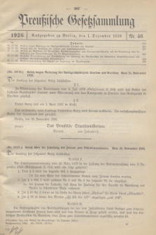 Preußische Gesetzsammlung. 1926, Nr 46 (1 Dezember)