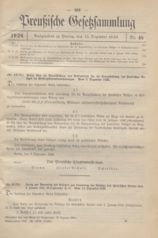 Preußische Gesetzsammlung. 1926, Nr. 48 (15 Dezember)