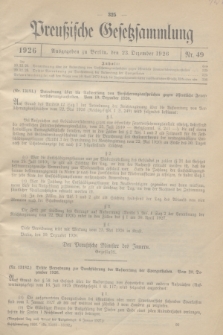 Preußische Gesetzsammlung. 1926, Nr. 49 (23 Dezember)