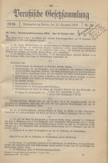 Preußische Gesetzsammlung. 1926, Nr. 50 (31 Dezember)