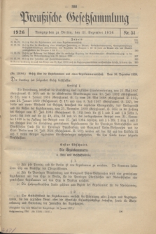 Preußische Gesetzsammlung. 1926, Nr. 51 (31 Dezember)
