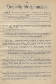 Preußische Gesetzsammlung. 1926, Nr. 52 (31 Dezember)