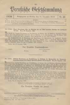 Preußische Gesetzsammlung. 1926, Nr. 53 (31 Dezember)