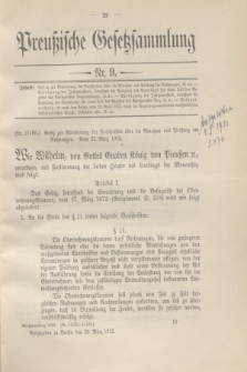 Preußische Gesetzsammlung. 1912, Nr. 9 (29 März)