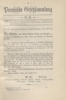 Preußische Gesetzsammlung. 1912, Nr. 11 (17 April)