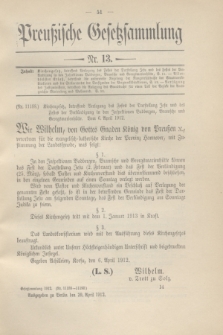 Preußische Gesetzsammlung. 1912, Nr. 13 (29 April)