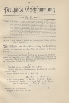 Preußische Gesetzsammlung. 1912, Nr. 14 (13 Mai)