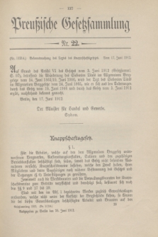 Preußische Gesetzsammlung. 1912, Nr. 22 (25 Juni)