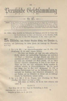 Preußische Gesetzsammlung. 1912, Nr. 27 (20 Juli)