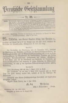 Preußische Gesetzsammlung. 1912, Nr. 30 (21 August)