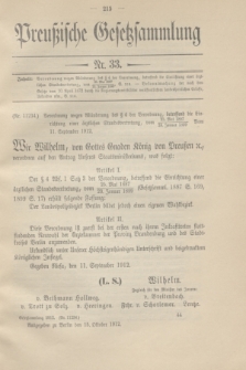 Preußische Gesetzsammlung. 1912, Nr. 33 (15 Oktober)
