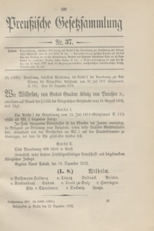 Preußische Gesetzsammlung. 1912, Nr. 37 (23 Dezember)