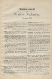 Preußische Gesetzsammlung. 1927 (Spis treści)