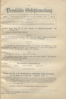 Preußische Gesetzsammlung. 1927, Nr. 2 (21 Januar)