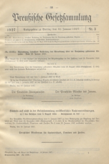 Preußische Gesetzsammlung. 1927, Nr. 3 (31 Januar)