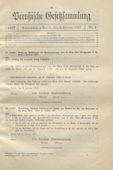 Preußische Gesetzsammlung. 1927, Nr. 4 (24 Februar)
