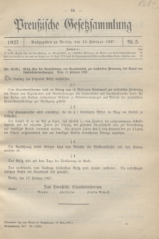 Preußische Gesetzsammlung. 1927, Nr. 5 (28 Februar)